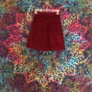 Burgundy Corduroy High Waisted Skirt